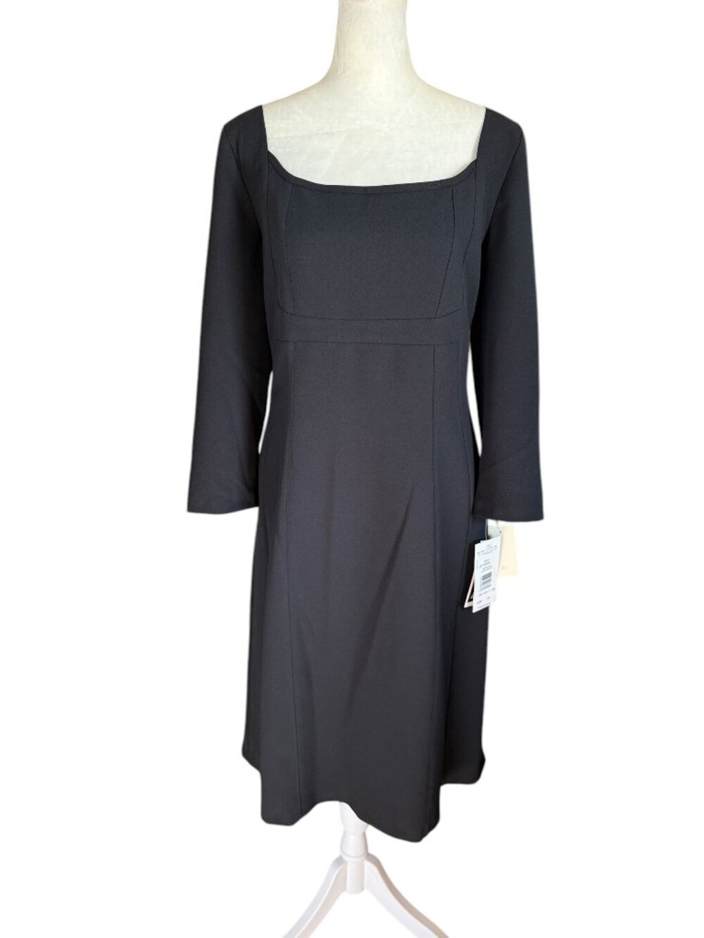 harve benard women's black 3/4 sleeve knee length stretchy sheath dress size 14
